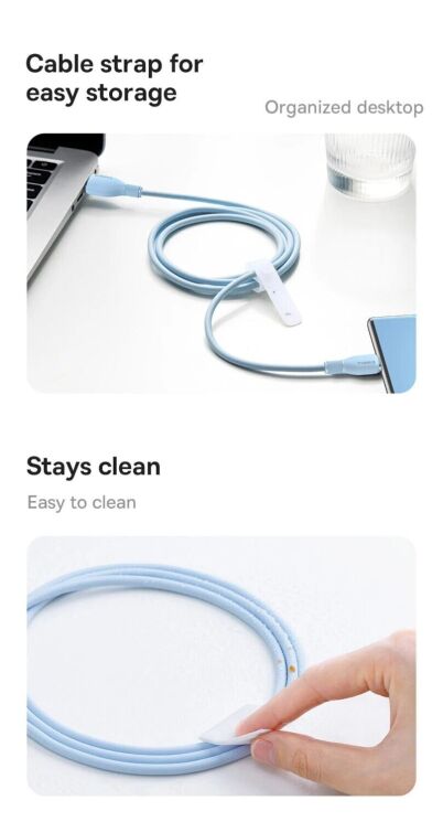 Кабель Baseus Pudding Series USB to Type-C (100W, 5A, 2m) P10355703221-01 - White: фото 18 з 23