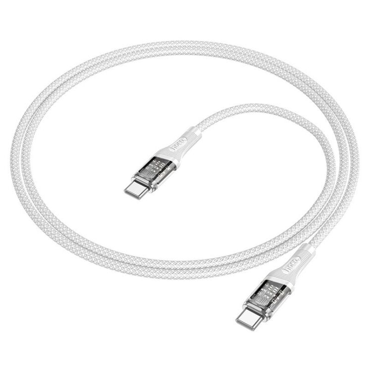 Кабель Hoco U111 Type-C to Type-C 60W (3A, 1.2 m) - Gray: фото 3 из 6