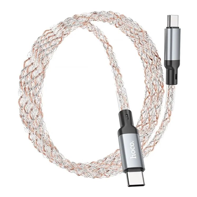 Кабель Hoco U112 Shine Type-C to Type-C (60W, 1m) - Gray: фото 3 з 5