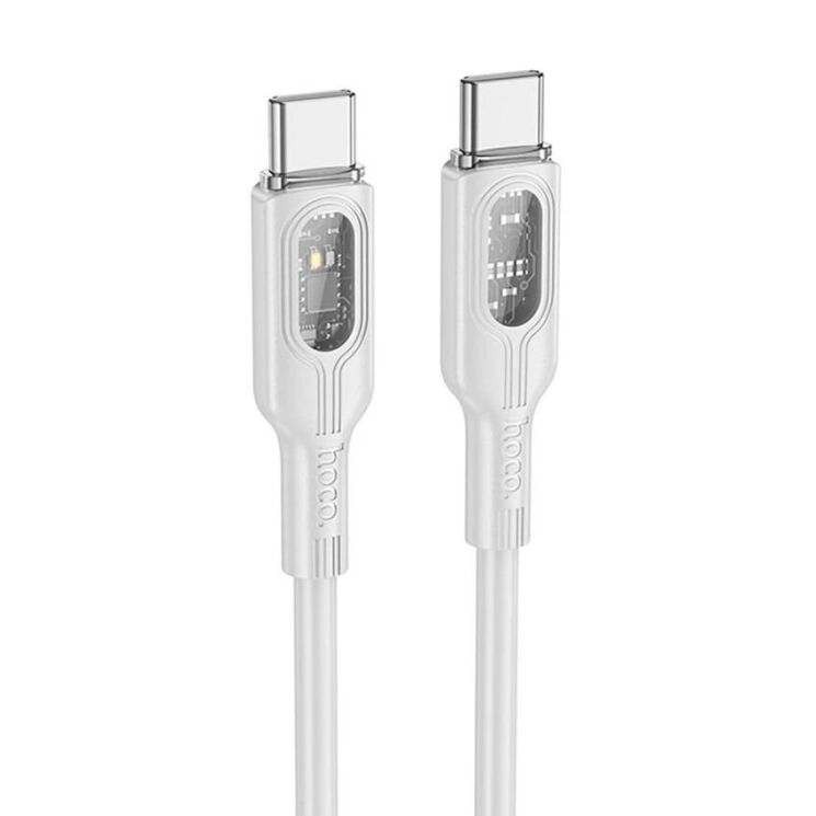 Кабель Hoco U120 Transparent Explore Type-C to Type-C 60W (1.2m) - Gray: фото 1 з 6