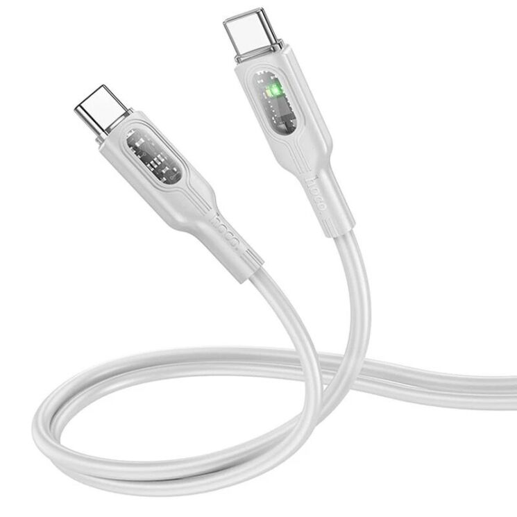Кабель Hoco U120 Transparent Explore Type-C to Type-C 60W (1.2m) - Gray: фото 2 з 6