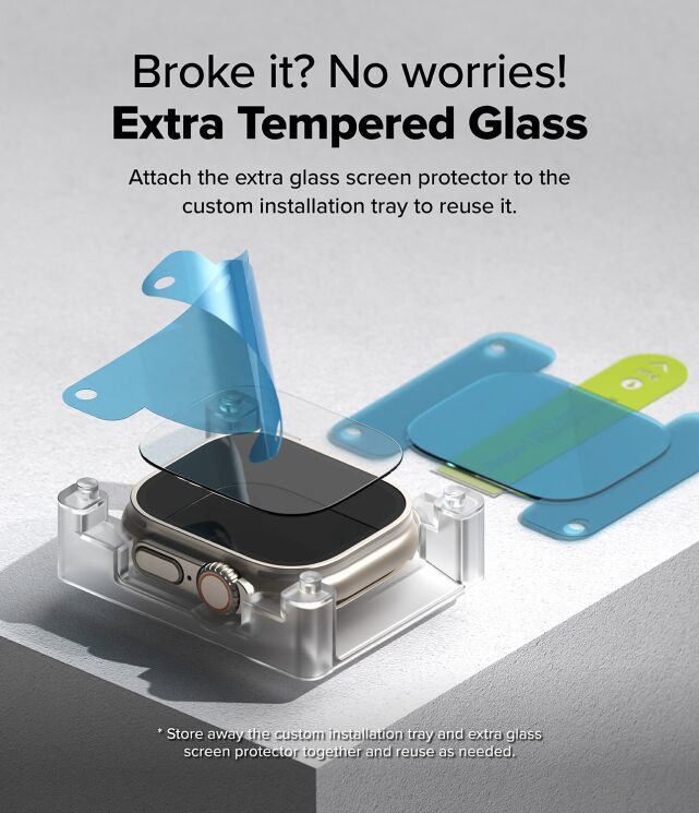 Комплект защитных стекол (2шт) Ringke Easy Slide Tempered Glass (FW) для Apple Watch Ultra 3 / Ultra 2 / Ultra (49mm) 8800274963887 (304652) Комплект защитных стекол (2шт) Ringke Easy Slide Tempered Glass (FW) для Apple Watch Ultra 3 / Ultra 2 / Ultra (49mm) 8800274963887: фото 5 из 15