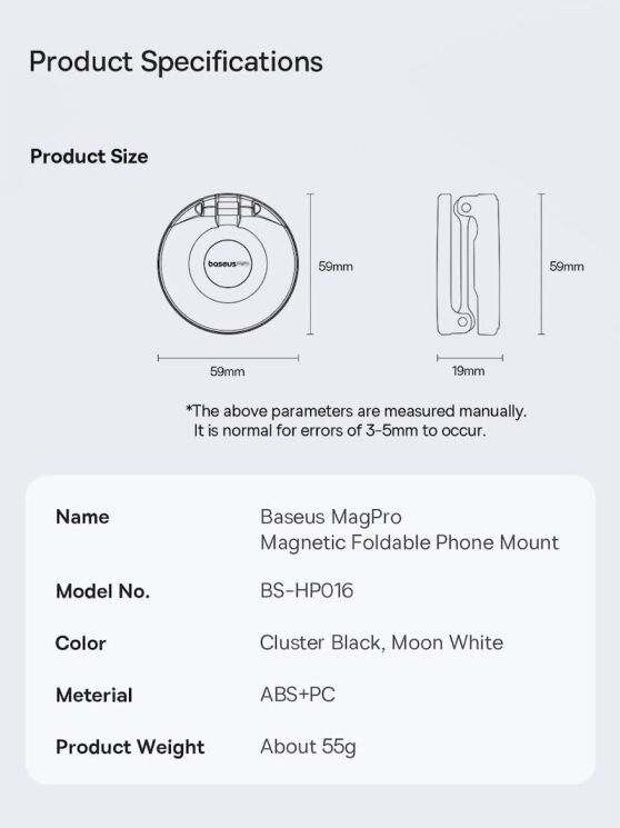 Магнитный держатель Baseus MagPro Phone Mount B10564101121-00 - Black: фото 17 из 18