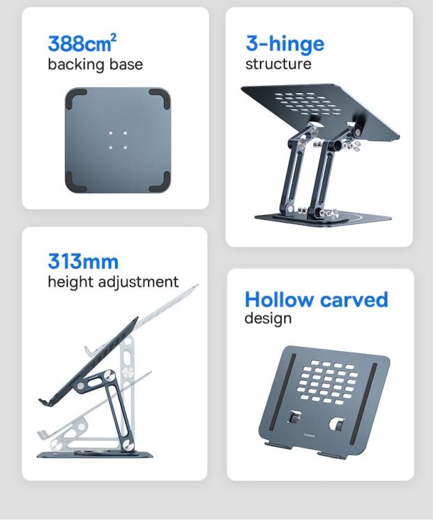 Підставка для ноутбуку Baseus UltraStable Pro (B10059900811-01) - Space Grey: фото 7 з 19