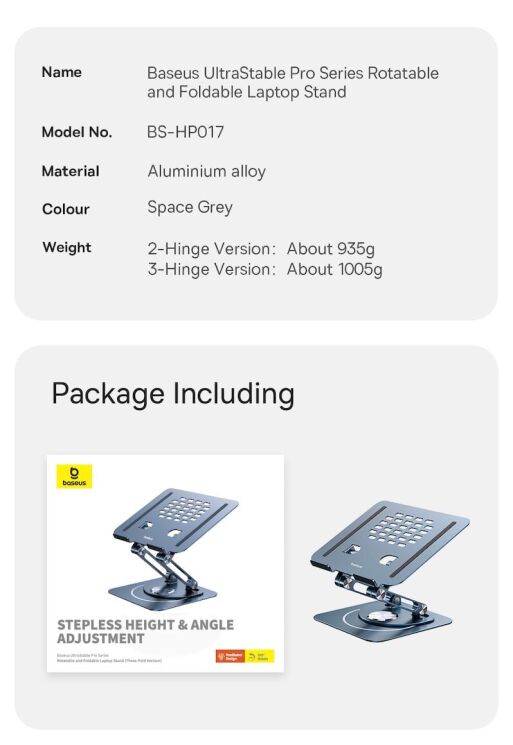 Підставка для ноутбуку Baseus UltraStable Pro (B10059900811-01) - Space Grey: фото 19 з 19