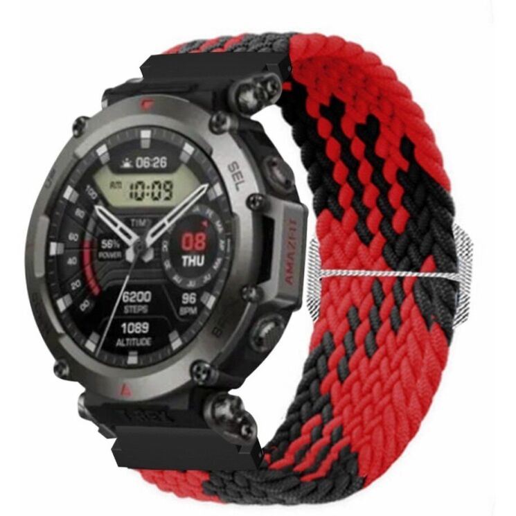 Ремінець Deexe Braided Strap для Huami Amazfit T-ReX Ultra - Red / Black: фото 2 з 4