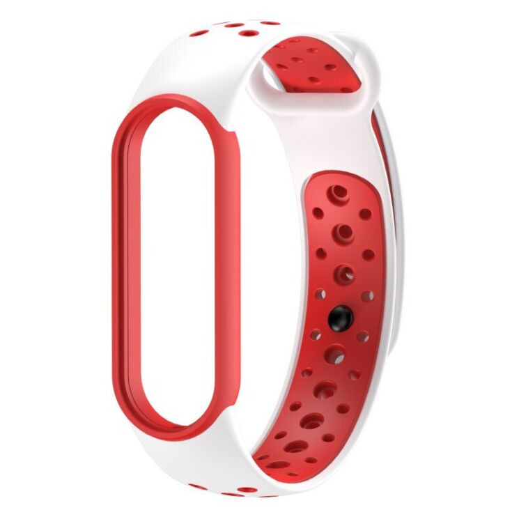 Ремешок Deexe Color Style для Xiaomi Mi Band 5 / Mi Band 6 / Mi Band 7 - White / Red: фото 1 из 1