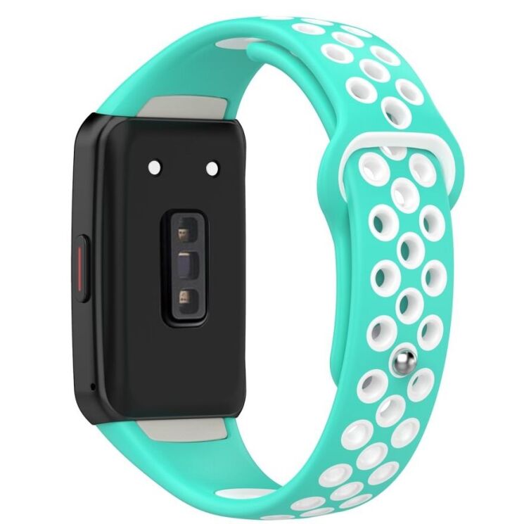 Ремешок Deexe Dot Color для Huawei Band 6 / Honor Band 6 - Cyan / White: фото 1 из 12