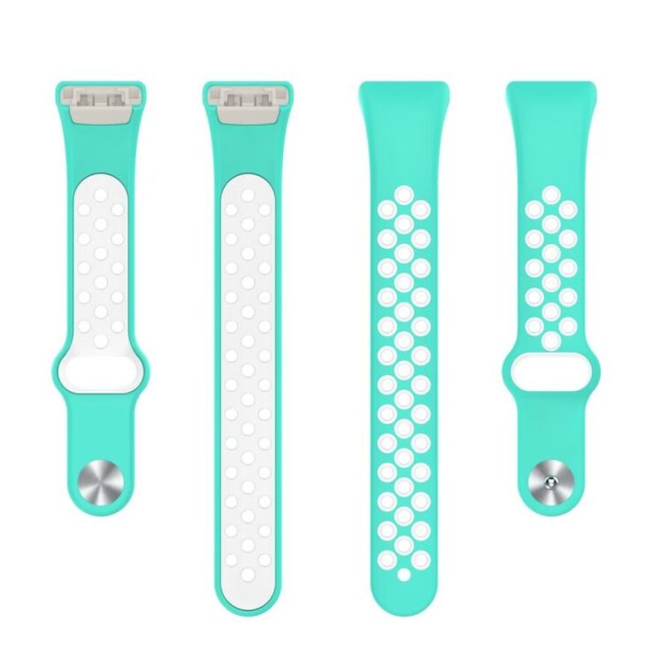 Ремешок Deexe Dot Color для Huawei Band 6 / Honor Band 6 - Cyan / White: фото 6 из 12