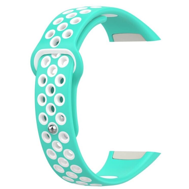 Ремешок Deexe Dot Color для Huawei Band 6 / Honor Band 6 - Cyan / White: фото 3 из 12