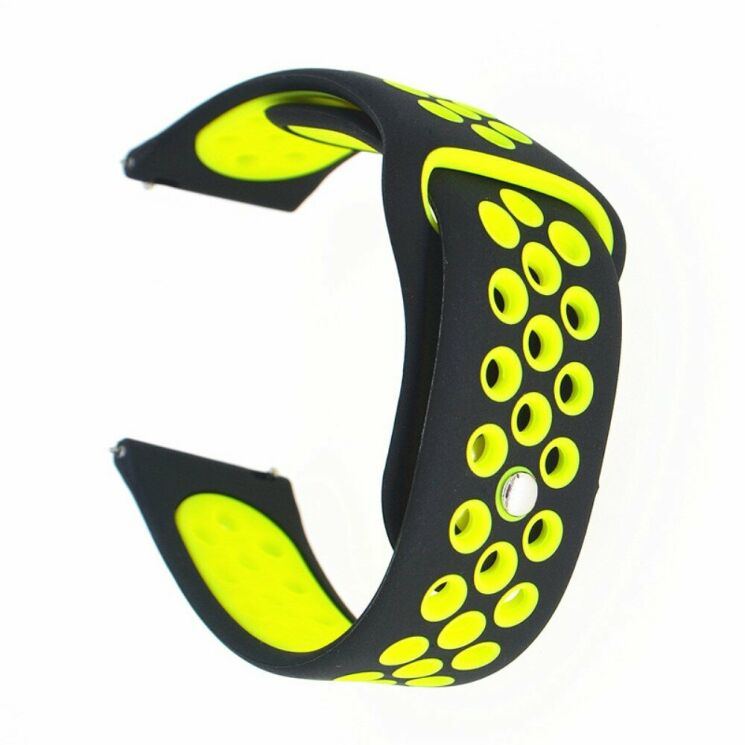 Ремінець Deexe Dot Color для Samsung Watch Active / Active 2 40mm / Active 2 44mm - Black / Yellow: фото 1 з 6