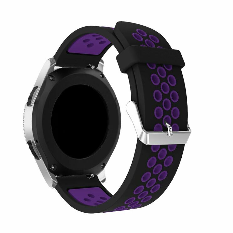 Ремешок Deexe Dual Color для Samsung Galaxy Watch 46mm / Watch 3 45mm / Gear S3 - Black / Purple: фото 2 из 5
