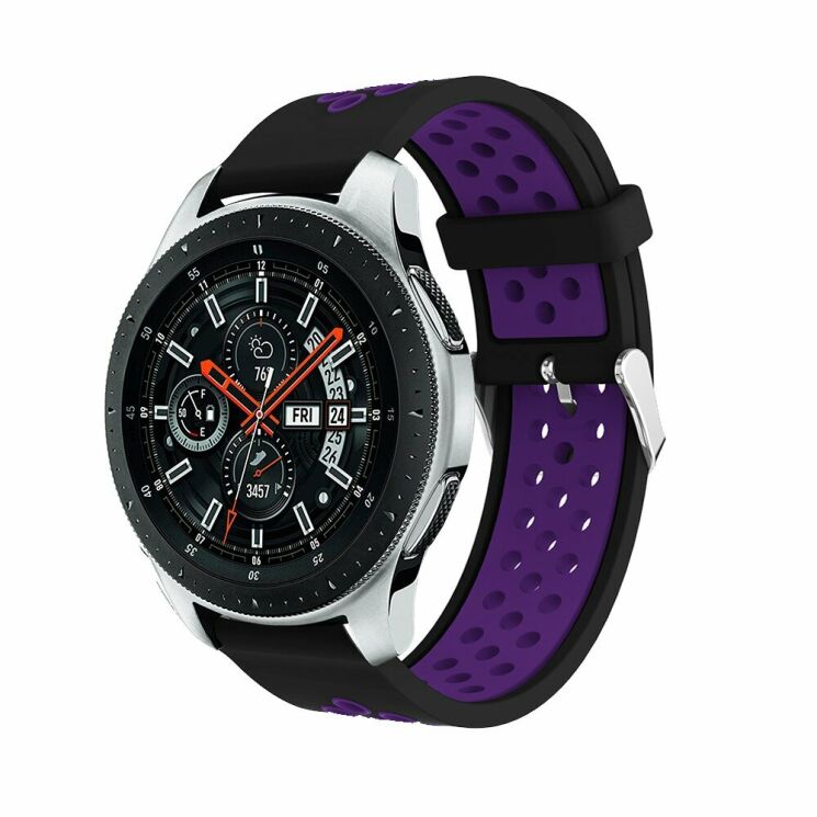 Ремешок Deexe Dual Color для Samsung Galaxy Watch 46mm / Watch 3 45mm / Gear S3 - Black / Purple: фото 1 из 5
