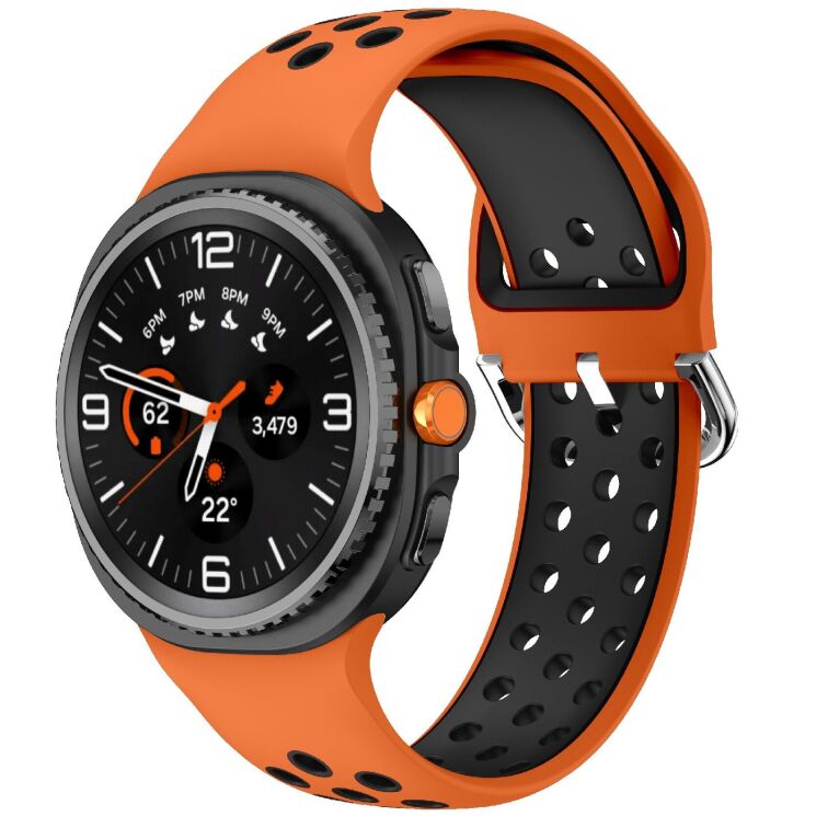 Ремешок Deexe Dual Color для Samsung Galaxy Watch 8 (40/44mm) / 8 Classic - Orange / Black: фото 2 из 6