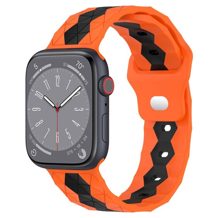 Ремінець Deexe Flex Series для Apple Watch 46 / 45 / 44 / SE 44 / 42 (Series 1-3) / Ultra / Ultra 2 / Ultra 3 - Orange / Black: фото 4 з 6