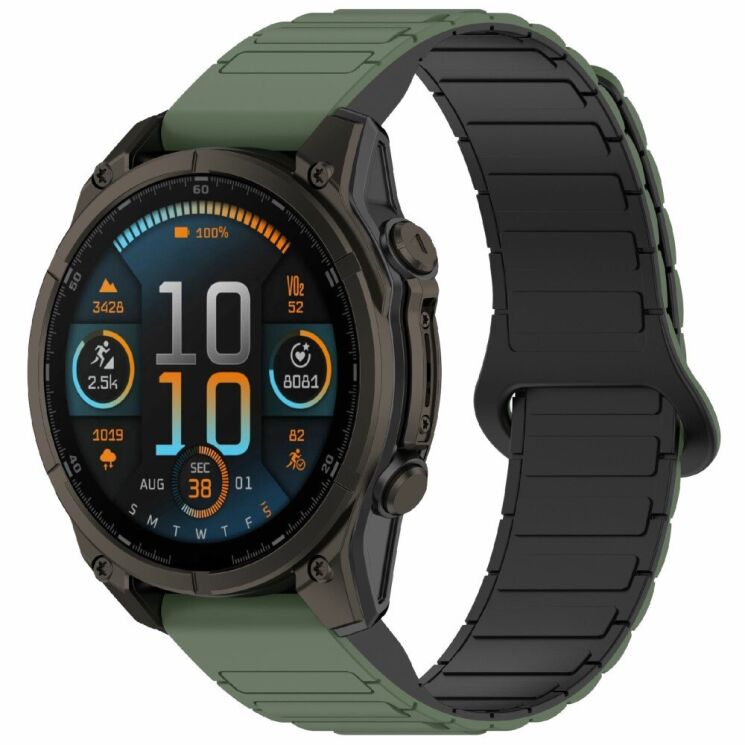Ремешок Deexe Flexible Fit для часов Garmin c креплением Quick Fit 26mm - Midnight Green / Black: фото 2 из 8