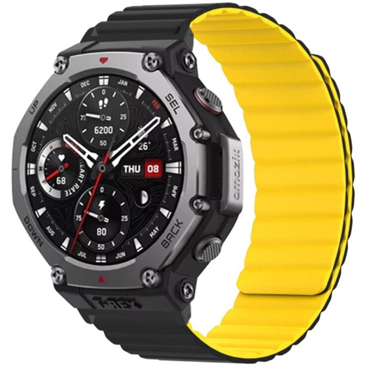 Ремінець Deexe Magnetic Band для Xiaomi Amazfit T-ReX 3 - Black / Yellow: фото 3 з 3