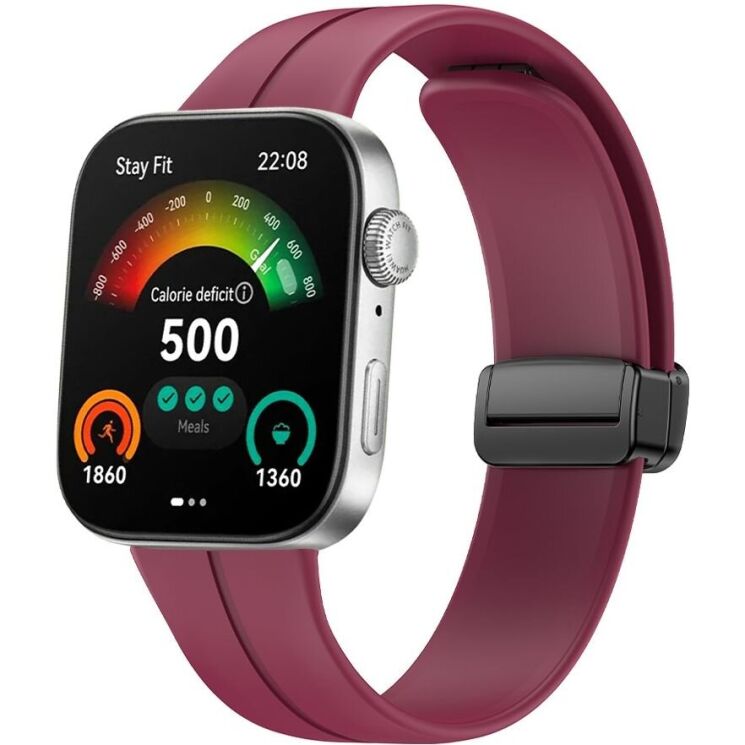 Ремешок Deexe Magnetic Braselet для Huawei Watch Fit 3 - Wine Red: фото 2 из 5