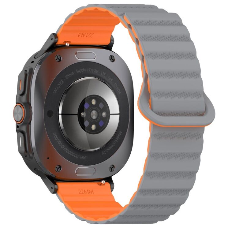Ремінець Deexe Magnetic Strap для Samsung Galaxy Watch Ultra (47mm) - Grey / Orange: фото 1 з 7