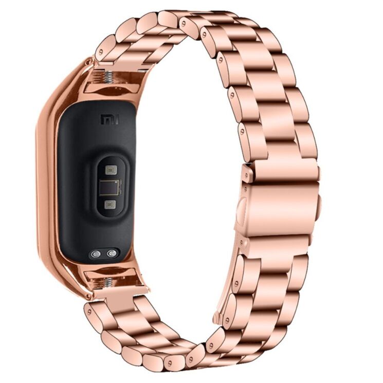 Ремінець Deexe Stainless Style для Xiaomi Mi Band 7 - Rose Gold: фото 2 з 6