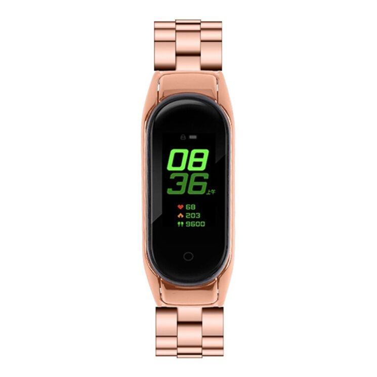 Ремінець Deexe Stainless Style для Xiaomi Mi Band 7 - Rose Gold: фото 4 з 6