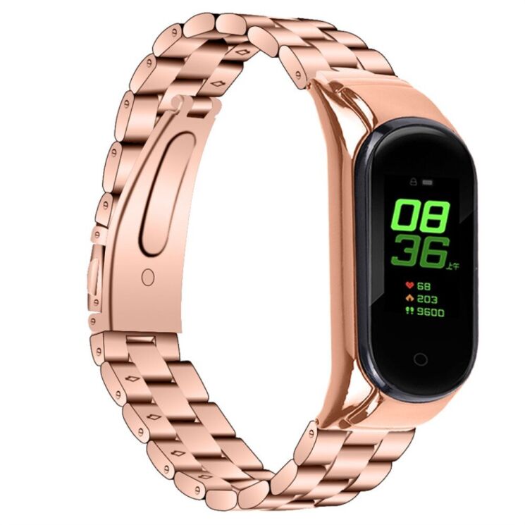 Ремінець Deexe Stainless Style для Xiaomi Mi Band 7 - Rose Gold: фото 1 з 6