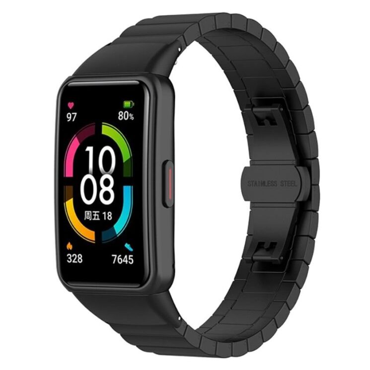 Ремешок Deexe Steel Strap для Huawei Band 6 / Honor Band 6 - Black: фото 5 из 10