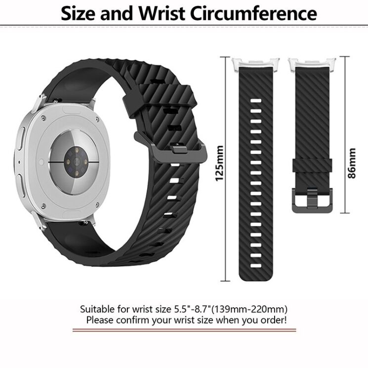 Ремешок KALEBOL Tire Pattern для Samsung Galaxy Watch 8 (40/44mm) / 8 Classic - Black: фото 4 из 5