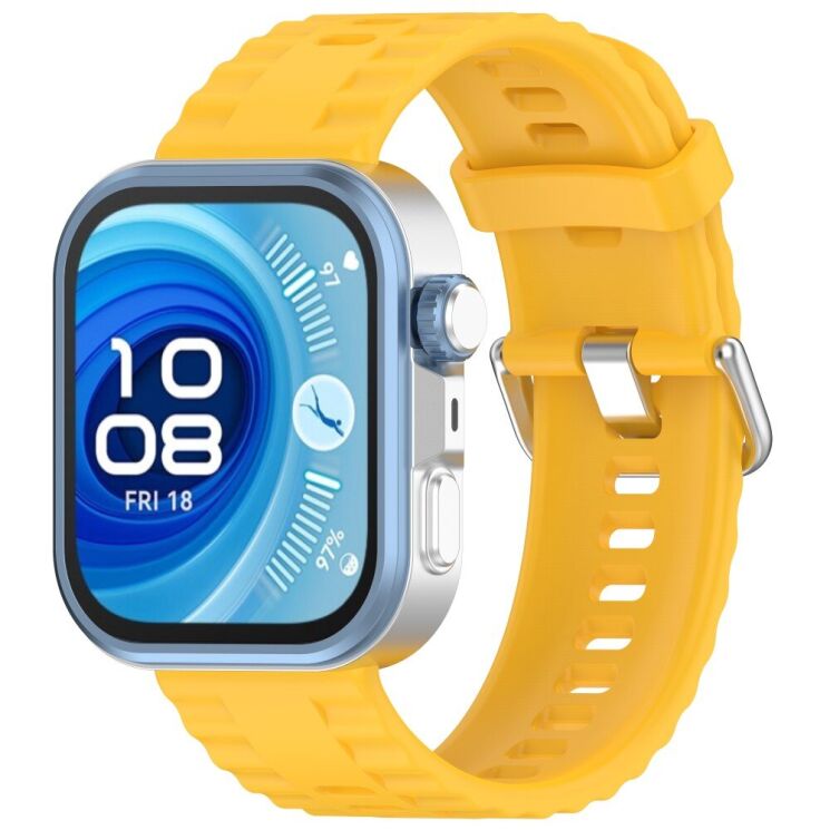 Ремешок UniCase Silicone Strap для Huawei Watch Fit 3 / Fit 4 / Fit 4 Pro - Yellow: фото 3 из 7