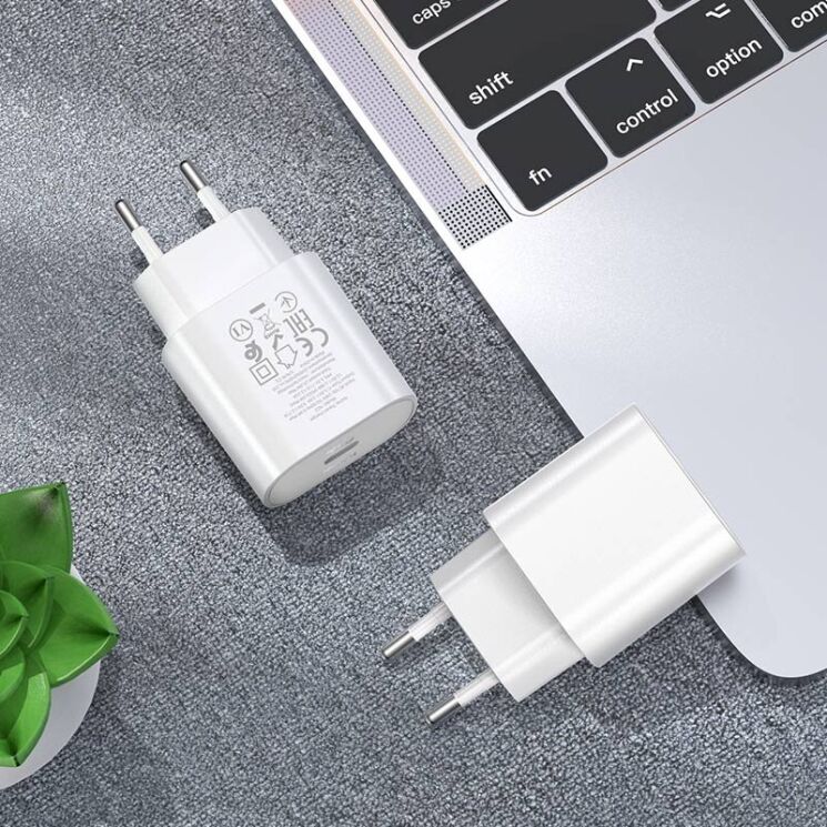 Сетевое зарядное устройство Hoco N22 Jetta PD25W + кабель Type-C to Lightning - White: фото 8 из 9