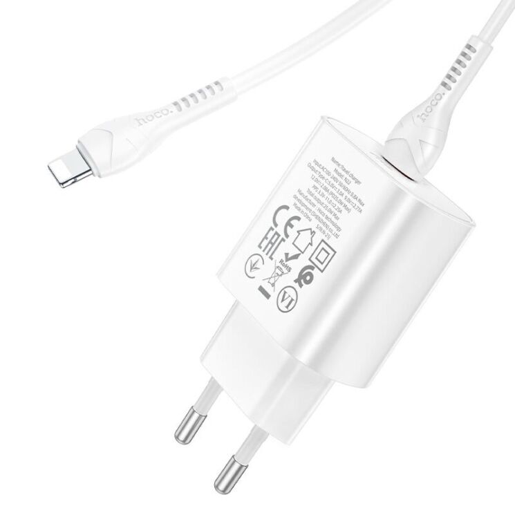 Сетевое зарядное устройство Hoco N22 Jetta PD25W + кабель Type-C to Lightning - White: фото 5 из 9
