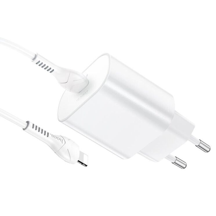Сетевое зарядное устройство Hoco N22 Jetta PD25W + кабель Type-C to Lightning - White: фото 6 из 9
