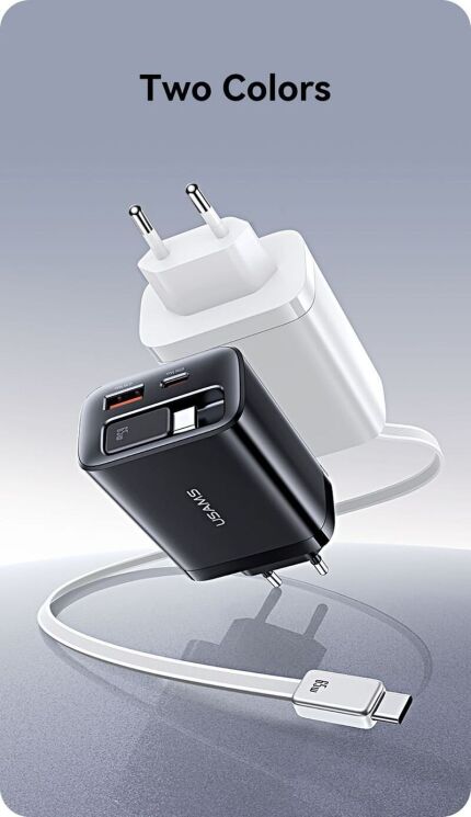 Сетевое зарядное устройство USAMS US-CC299 GaN 65W (USB + Type-C) + кабель Type-C - White: фото 15 из 17