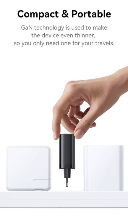 Сетевое зарядное устройство USAMS US-CC299 GaN 65W (USB + Type-C) + кабель Type-C - White: фото 10 из 17