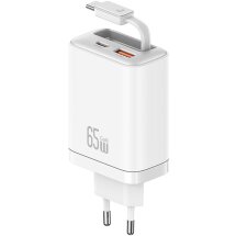Сетевое зарядное устройство USAMS US-CC299 GaN 65W (USB + Type-C) + кабель Type-C - White: фото 1 из 17