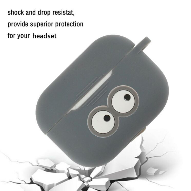 Силиконовый чехол Deexe 3D Cartoon для AirPods Pro - Grey Eyes: фото 5 из 8