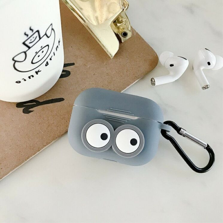 Силиконовый чехол Deexe 3D Cartoon для AirPods Pro - Grey Eyes: фото 6 из 8