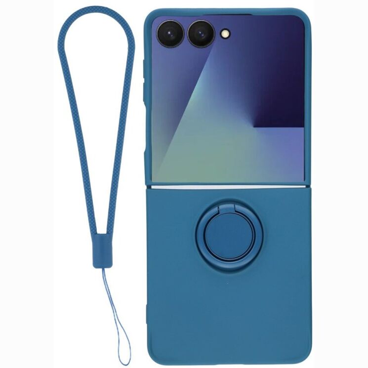 Силиконовый (TPU) чехол с кольцом Deexe Color Shell (FF) для Samsung Galaxy Flip 8 - Midnight Blue: фото 1 из 5