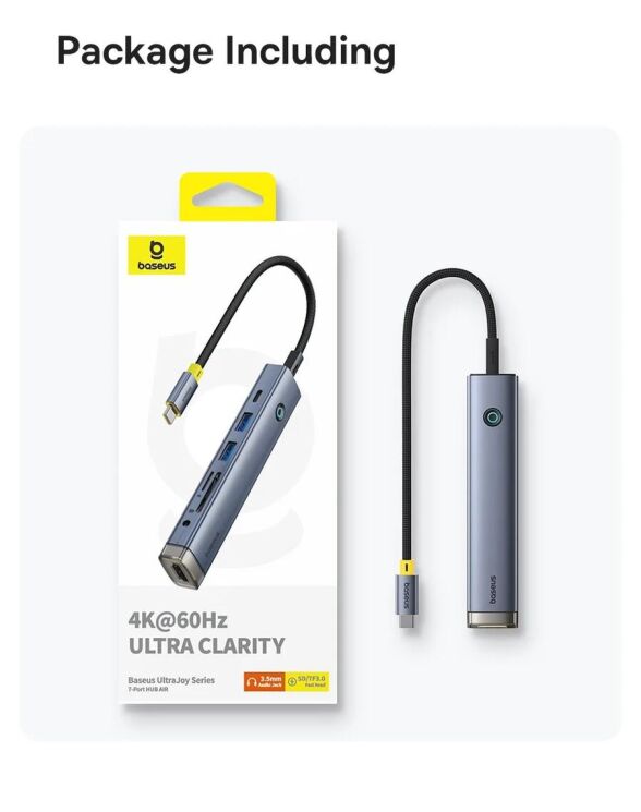 USB HUB Baseus UltraJoy Series 7 in 1 (B00052803811-02) - Metal Gray: фото 28 из 29