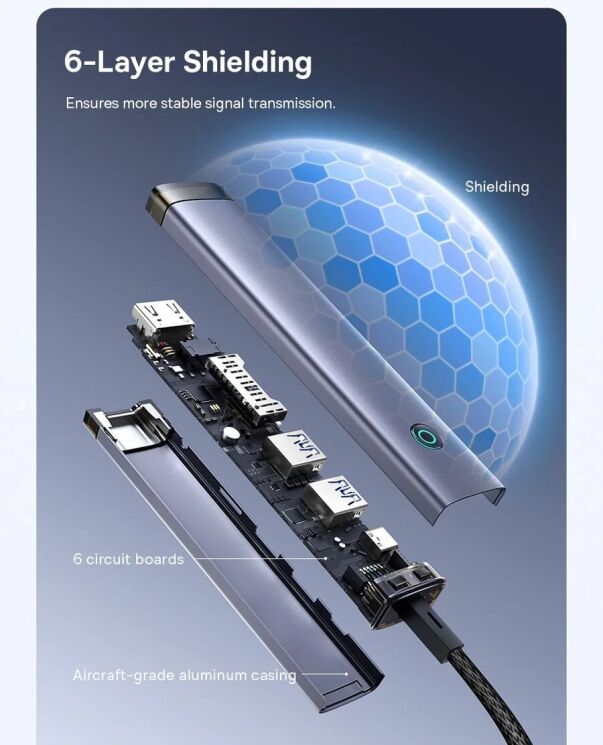 USB HUB Baseus UltraJoy Series 7 in 1 (B00052803811-02) - Metal Gray: фото 24 из 29