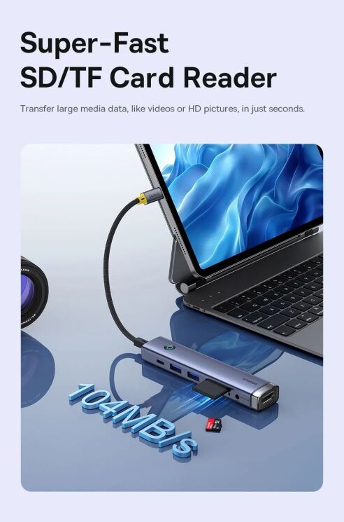 USB HUB Baseus UltraJoy Series 7 in 1 (B00052803811-02) - Metal Gray: фото 18 из 29