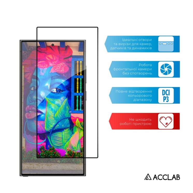 Защитное стекло ACCLAB Full Glue для Samsung Galaxy S24 Ultra (S928) - Black: фото 5 из 7
