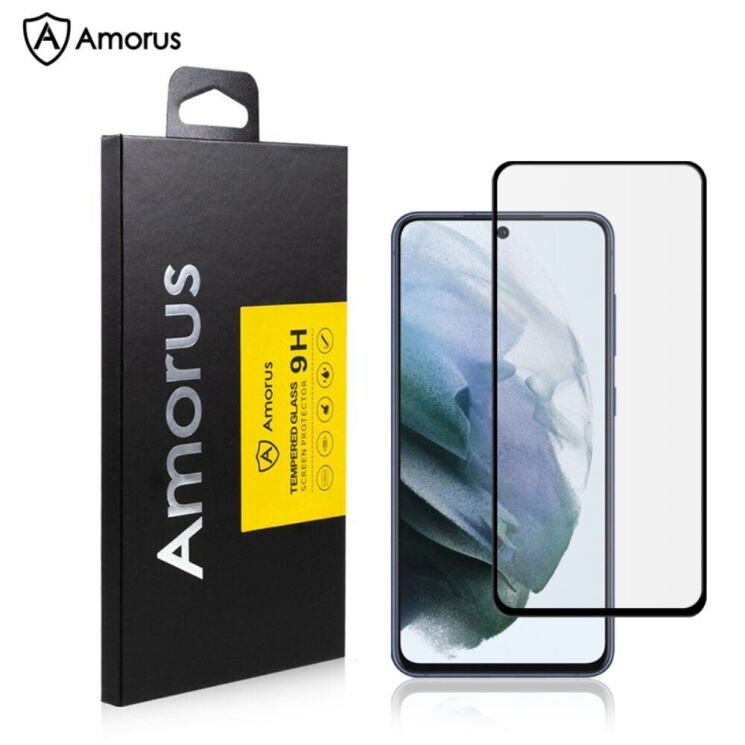 Захисне скло AMORUS Full Glue Tempered Glass для Samsung Galaxy S21 FE (G990) - Black: фото 8 з 10