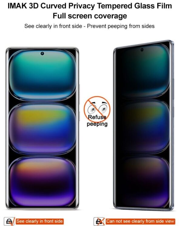 Защитное стекло IMAK 3D Curved Privacy для Infinix Hot 50 Pro Plus - Black: фото 10 из 12