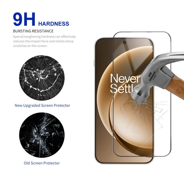 Защитное стекло RURIHAI Full Glue Screen Protect для OnePlus 15 - Black: фото 3 из 8