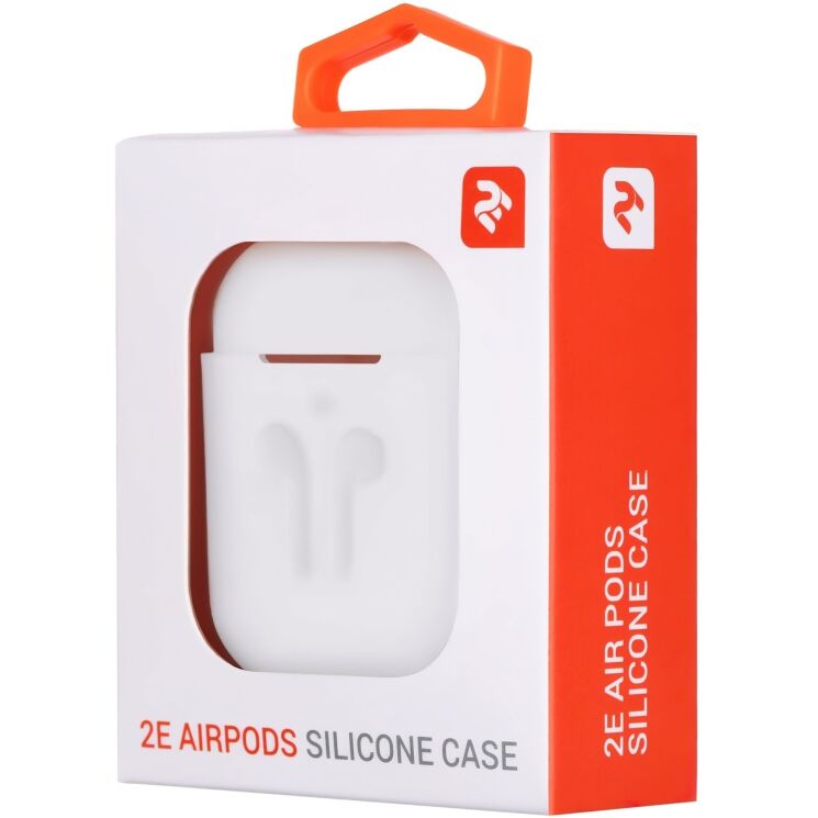 Защитный чехол 2E Pure Color Silicone Imprint (3.0mm) для AirPods 1 / 2 - White: фото 3 из 3