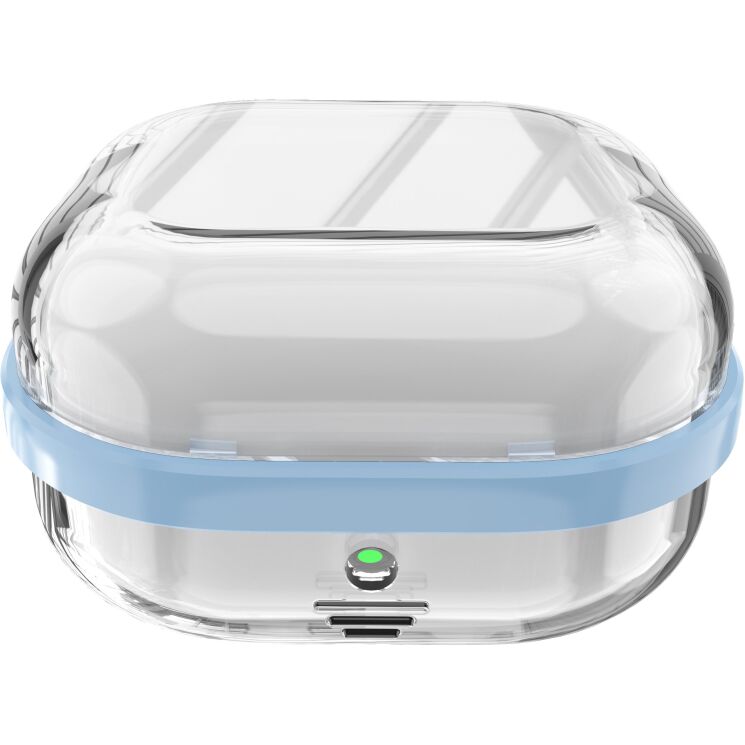 Защитный чехол Deexe Clear Guard для Samsung Galaxy Buds 4 / Buds 4 Pro - Transparent / Blue: фото 1 из 1
