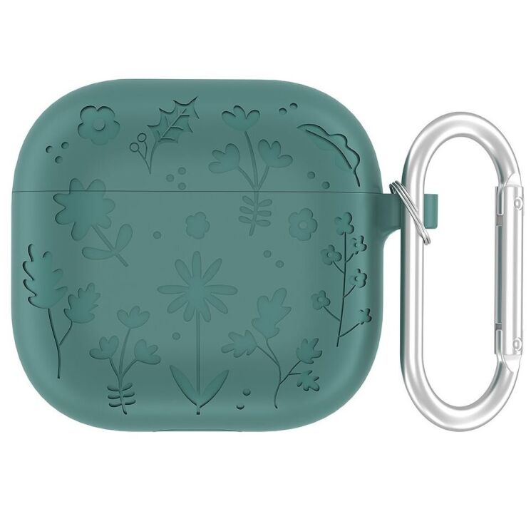 Защитный чехол Deexe Flower Pattern для Apple AirPods 4 - Green: фото 1 из 8