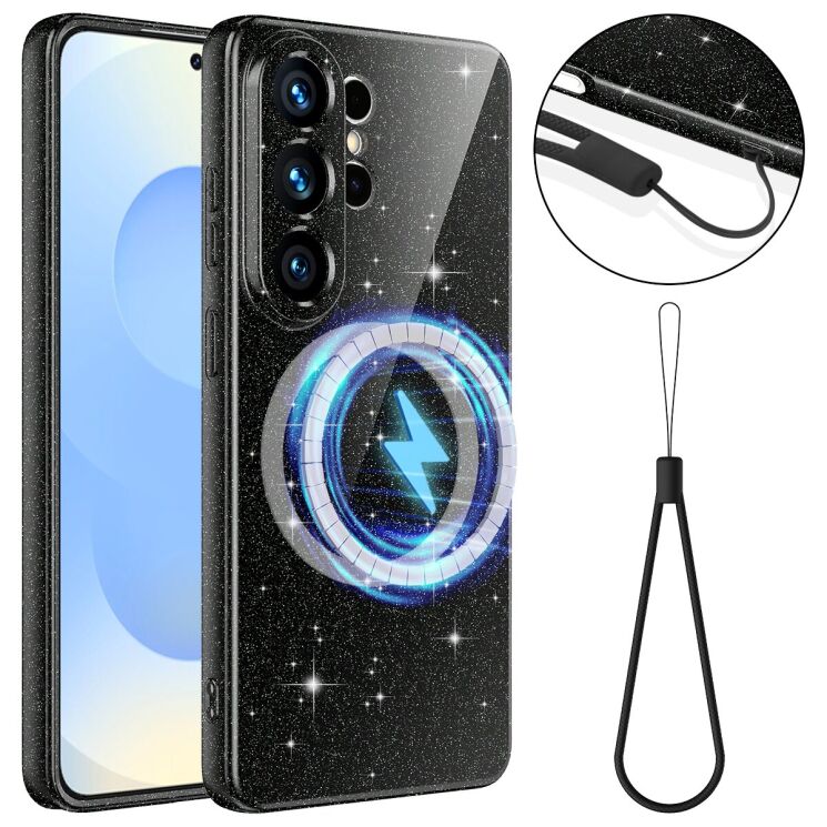 Защитный чехол Deexe Glitter Case with MagSafe для Samsung Galaxy S26 Ultra (S948) - Black: фото 1 из 7