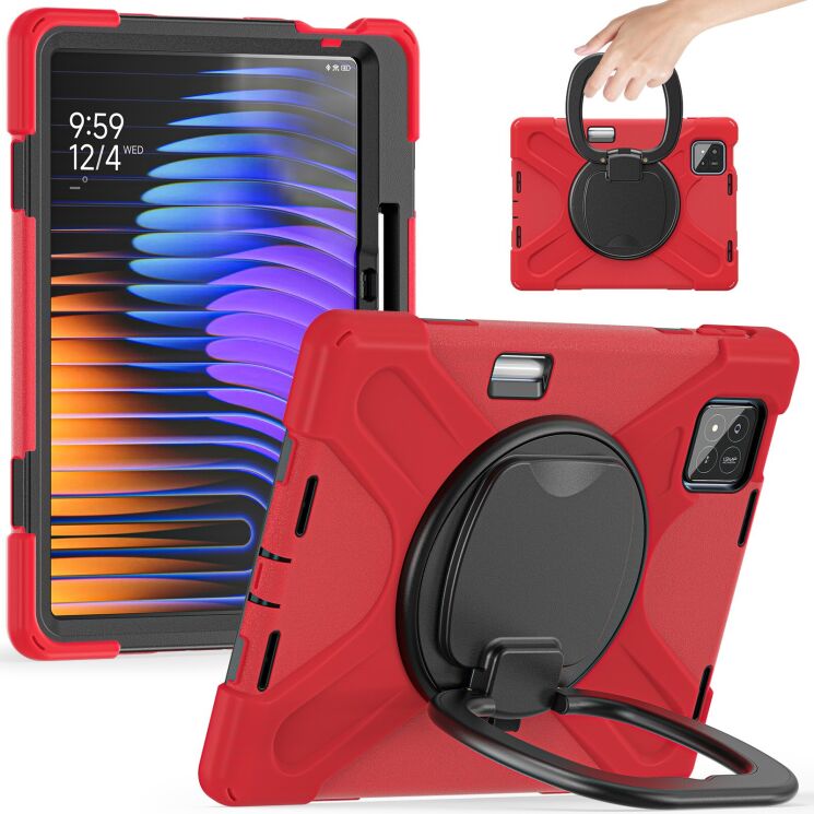 Захисний чохол Deexe Hand Grip для Xiaomi Pad 7 / Pad 7 Pro - Red: фото 1 з 14